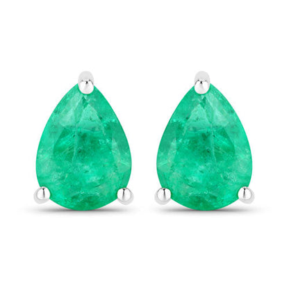 0.70 Carat Genuine Zambian Emerald 14K White Gold Earrings