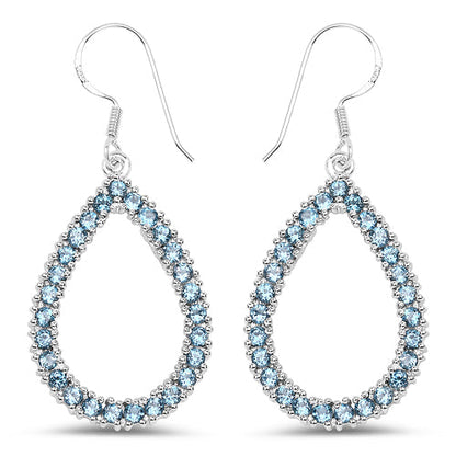 4.32 Carat Genuine London Blue Topaz .925 Sterling Silver Earrings