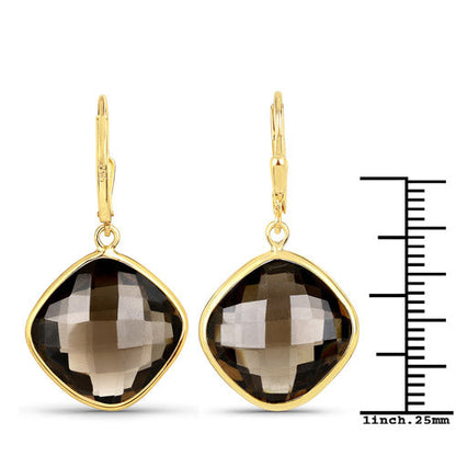 21.40 Carat Genuine Smoky Quartz .925 Sterling Silver Earrings