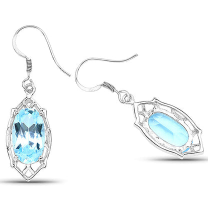 13.68 Carat Genuine Blue Topaz .925 Sterling Silver Earrings