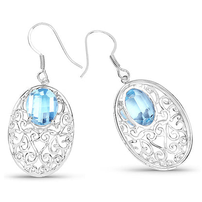 10.72 Carat Genuine Blue Topaz .925 Sterling Silver Earrings