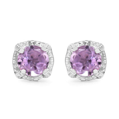 1.46 Carat Genuine Amethyst .925 Sterling Silver Earrings