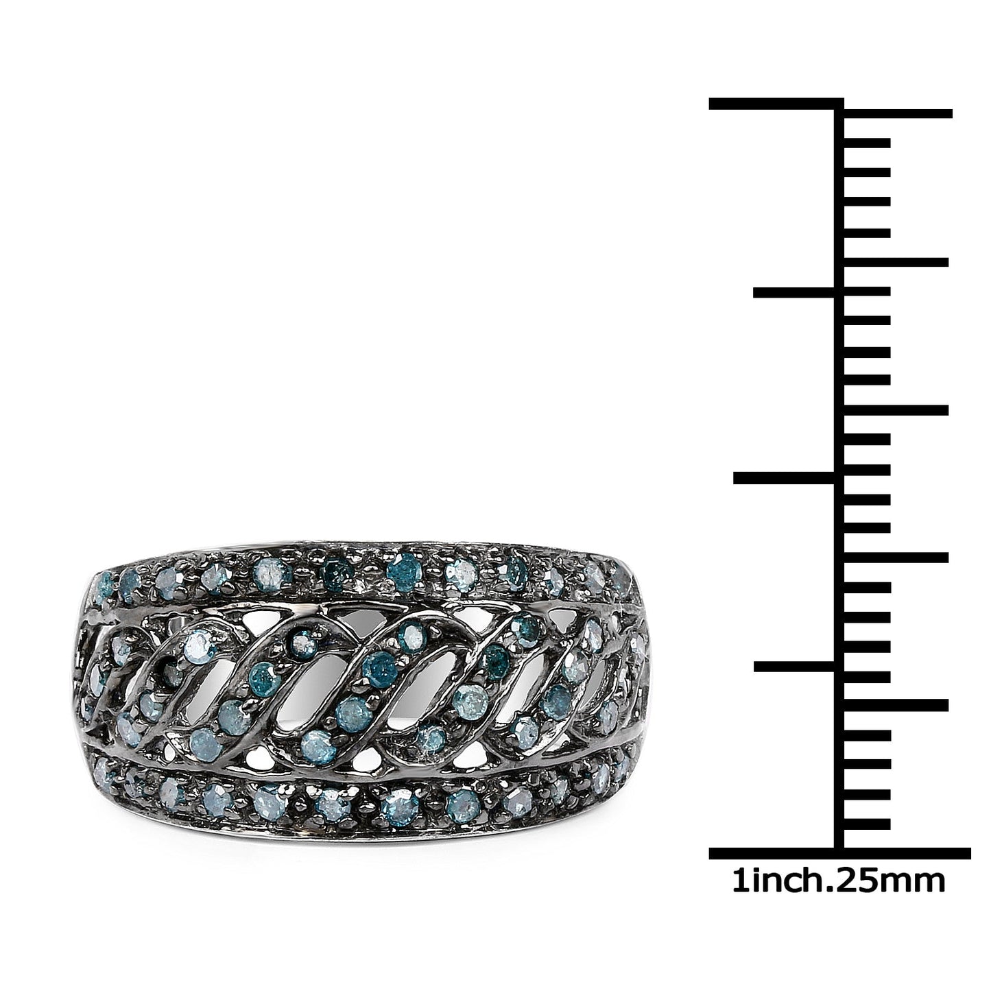 0.60 Carat Genuine Blue Diamond .925 Sterling Silver Ring