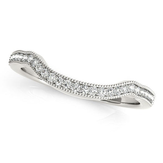 Alliance en or blanc 14 carats, pavée de diamants de style ondulé (poids total de 1/6 carat)