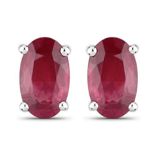 0.54 Carat Genuine Ruby 14K White Gold Earrings