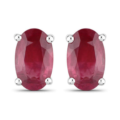 0.54 Carat Genuine Ruby 14K White Gold Earrings