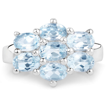 3.57 Carat Genuine  Blue Topaz .925 Sterling Silver Ring