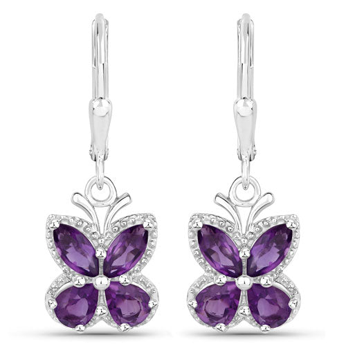2.12 Carat Genuine Amethyst .925 Sterling Silver Earrings