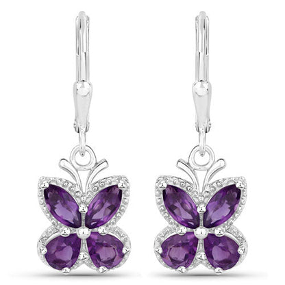 2.12 Carat Genuine Amethyst .925 Sterling Silver Earrings