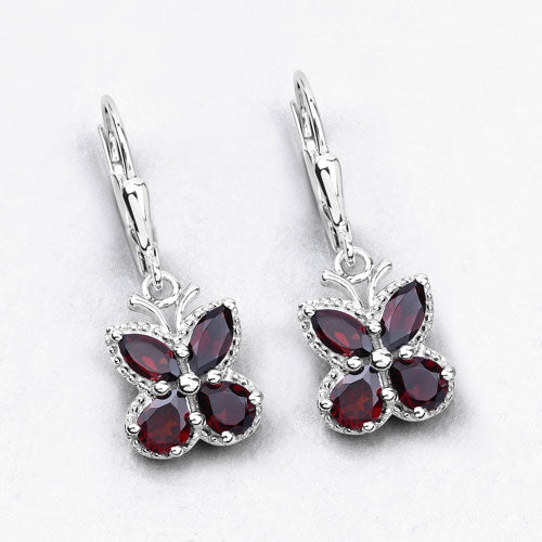 2.60 Carat Genuine Garnet .925 Sterling Silver Earrings