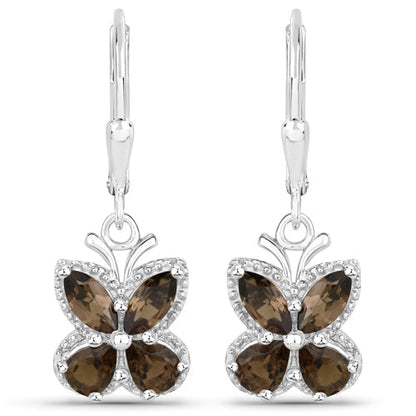 2.20 Carat Genuine Smoky Quartz .925 Sterling Silver Earrings