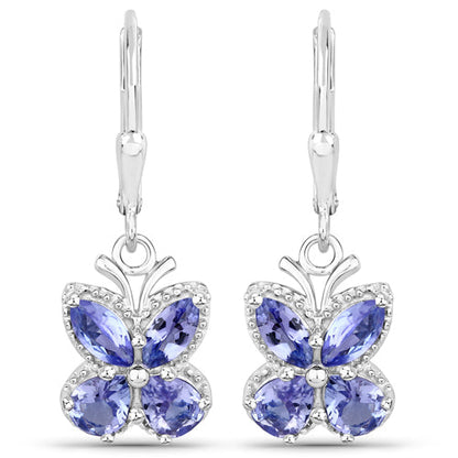 2.08 Carat Genuine Tanzanite .925 Sterling Silver Earrings
