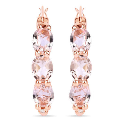 1.63 Carat Genuine Morganite and White Diamond .925 Sterling Silver Earrings
