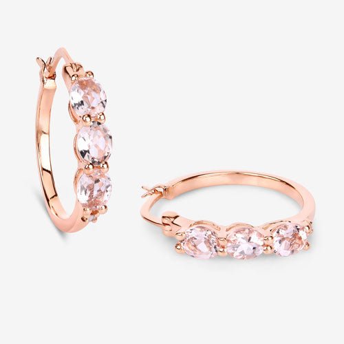 1.63 Carat Genuine Morganite and White Diamond .925 Sterling Silver Earrings