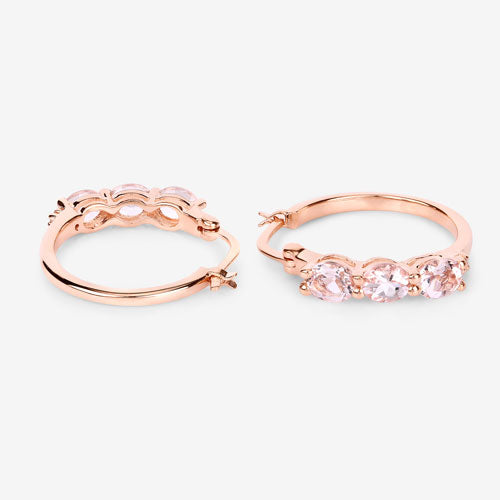 1.63 Carat Genuine Morganite and White Diamond .925 Sterling Silver Earrings