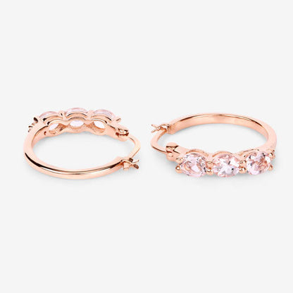 1.63 Carat Genuine Morganite and White Diamond .925 Sterling Silver Earrings