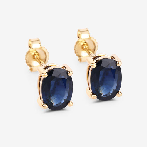 1.90 Carat Genuine Blue Sapphire 10K Yellow Gold Earrings