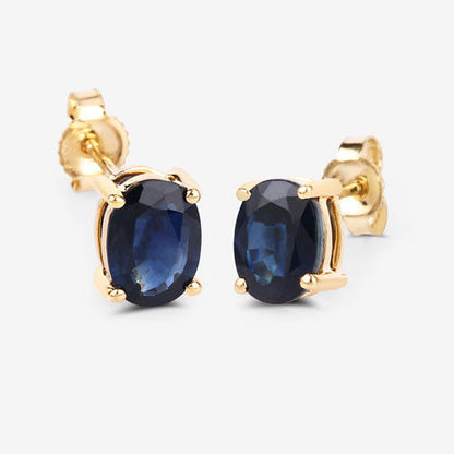 1.90 Carat Genuine Blue Sapphire 10K Yellow Gold Earrings