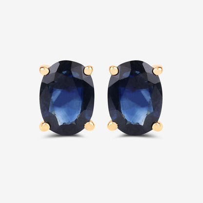 1.90 Carat Genuine Blue Sapphire 10K Yellow Gold Earrings