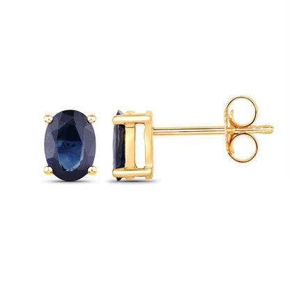 1.90 Carat Genuine Blue Sapphire 10K Yellow Gold Earrings