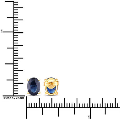 1.90 Carat Genuine Blue Sapphire 10K Yellow Gold Earrings