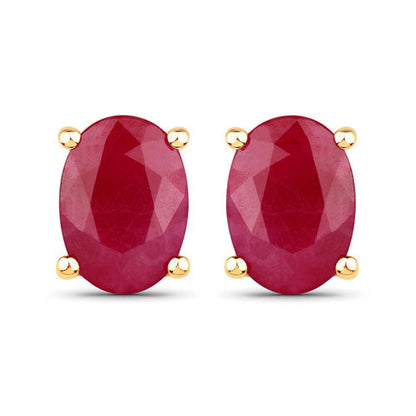 1.70 Carat Genuine Ruby 10K Yellow Gold Earrings