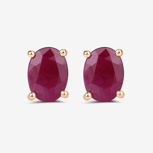 1.70 Carat Genuine Ruby 10K Yellow Gold Earrings