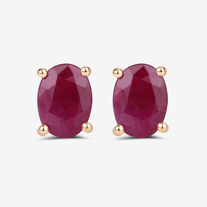 1.70 Carat Genuine Ruby 10K Yellow Gold Earrings