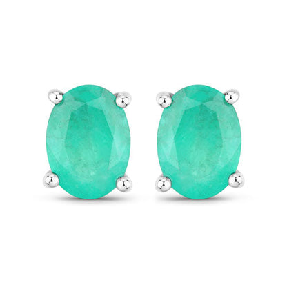 1.44 Carat Genuine Zambian Emerald 10K White Gold Earrings