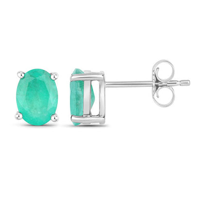 1.44 Carat Genuine Zambian Emerald 10K White Gold Earrings