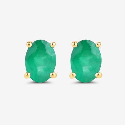 1.44 Carat Genuine Zambian Emerald 10K Yellow Gold Earrings