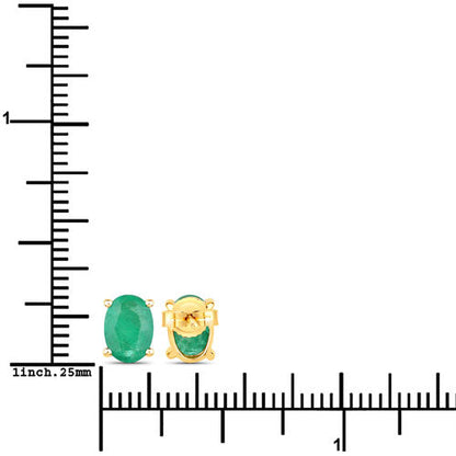 1.44 Carat Genuine Zambian Emerald 10K Yellow Gold Earrings