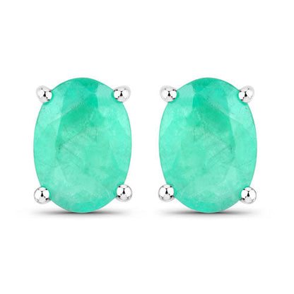 1.44 Carat Genuine Zambian Emerald 14K White Gold Earrings