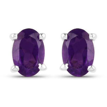 0.76 Carat Genuine Amethyst .925 Sterling Silver Earrings