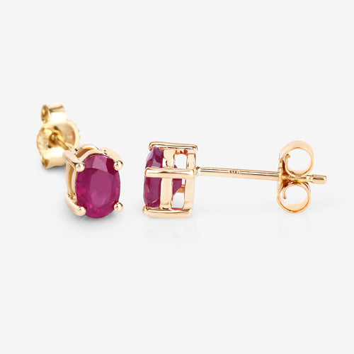 1.04 Carat Genuine Ruby 10K Yellow Gold Earrings