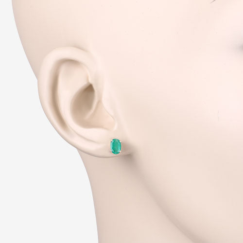 0.88 Carat Genuine Zambian Emerald 10K Yellow Gold Earrings