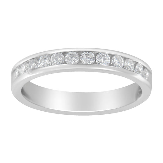 Bague en or blanc 14 carats avec diamants 1/2 carat (couleur I-J, pureté I2-I3) - Taille 7