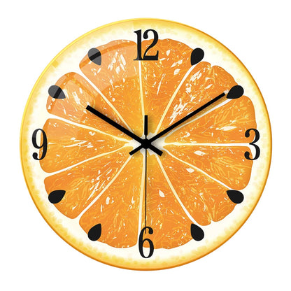 Fruit-colored Quiet-design Creative Glass Wall Clock Quartz Wall Clock