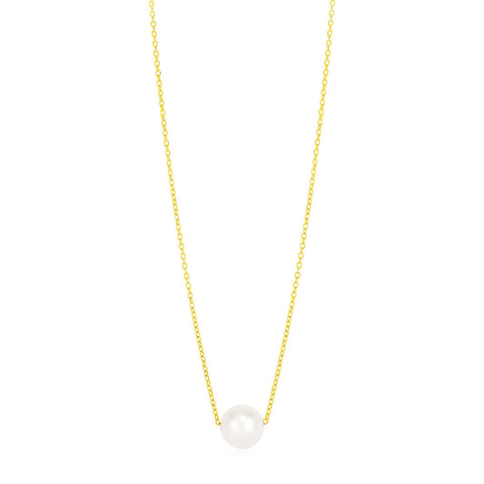 Collier solitaire perle en or jaune 14 carats