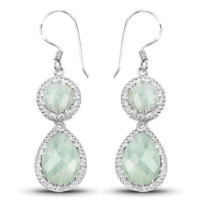 11.82 Carat Genuine Aquamarine .925 Sterling Silver Earrings