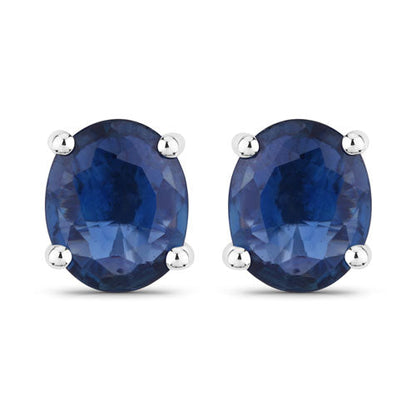 0.68 Carat Genuine Blue Sapphire 14K White Gold Earrings