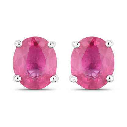 0.60 Carat Genuine Ruby 14K White Gold Earrings