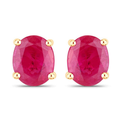 0.60 Carat Genuine Ruby 14K Yellow Gold Earrings