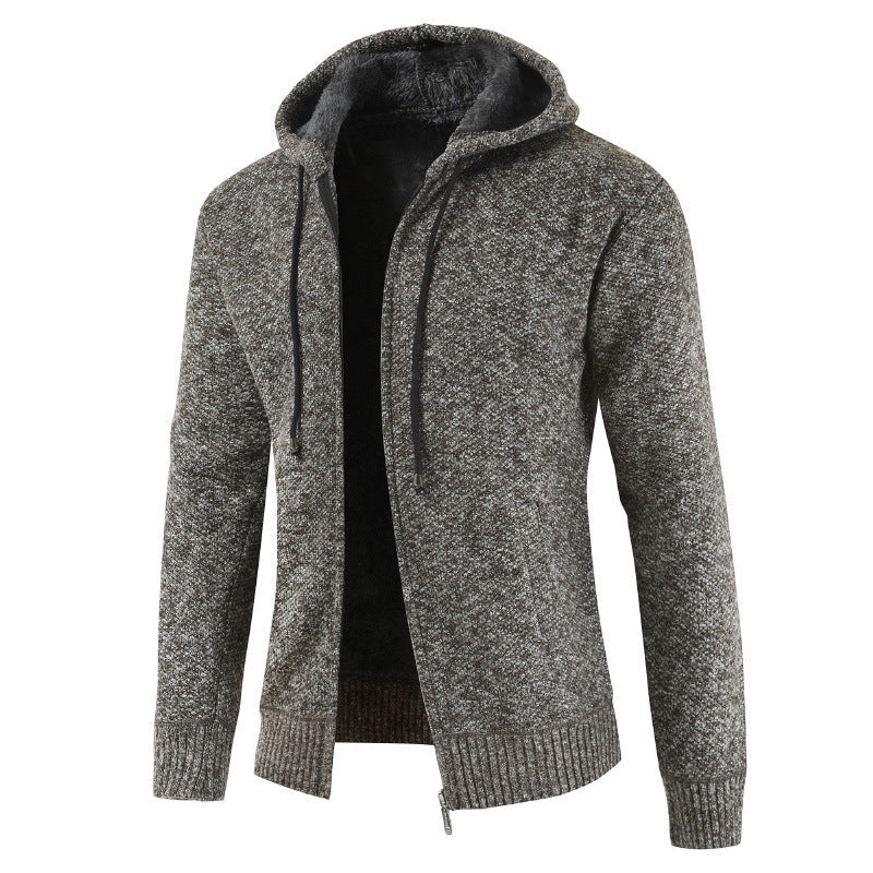 2026 Cross-Border Ebay Autumn And Winter New Men's Thickened Fleece Cardigan Sweater Men's Hooded Cardigan Jacket