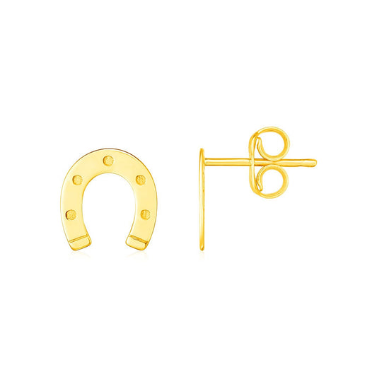 Boucles d'oreilles fer à cheval en or jaune 14 carats