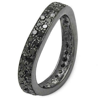 1.11 Carat Genuine Black Diamond .925 Sterling Silver Ring