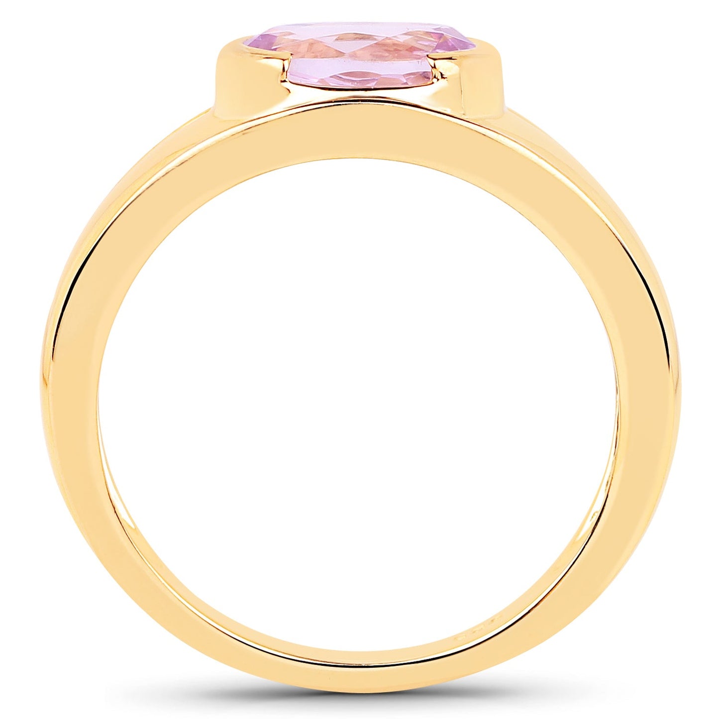 14K Yellow Gold Plated 2.40 Carat Genuine Kunzite .925 Sterling Silver Ring