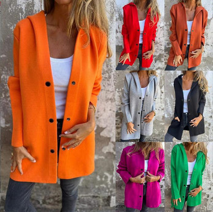 Cross-Border European And American 2026 Autumn And Winter New Fashion Long-Sleeve Solid Color Jacket For Women, Popular On Amazon And Aliexpress