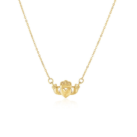 Pendentif en or jaune 14 carats avec symbole Claddagh