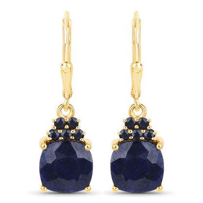 6.20 Carat Dyed Sapphire and Blue Sapphire .925 Sterling Silver Earrings